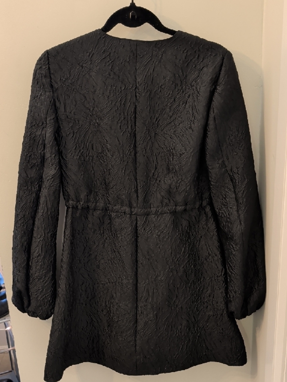 BCBG MaxAzria Textured Zip-Front Coat Black | Designer Jacket - Picture 4 of 7